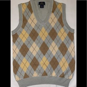 Brooks Brothers Cardigan Vest Size Small Woman  Blue Tan and Khaki Color